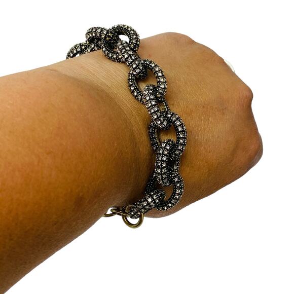 Banana Republic Woman's Gold Tone Black Chain Link Bracelet 8.5 Inch - Picture 4 of 9